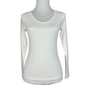 Everlane Women's NWT White The Supima Stretch Ballet Neck Long Sleeve Top XS/C28